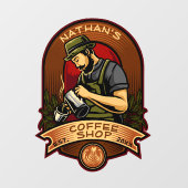 オーダーメイド バリスタ ヴィンテージ コーヒー ショップ ビジネス  ウィンドウサイン (シート)