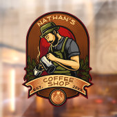 オーダーメイド バリスタ ヴィンテージ コーヒー ショップ ビジネス ウィンドウサイン (シート2)