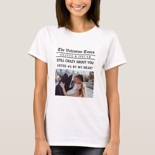 オーダーメイド バレンタイン新聞風デザイン Tシャツ (正面)