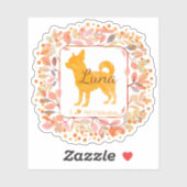 オーダーメイド パステルオレンジ チワワ シルエット ステッカー シール (シート)