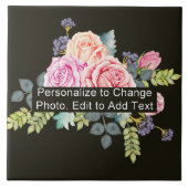 オーダーメイド パーソナライズ フラワーフォトアート 作品 名前 テキスト タイル (正面)