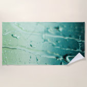 オーダーメイド パーソナライズ ブルー 雨滴 バチェロレッテ ビーチタオル (正面)