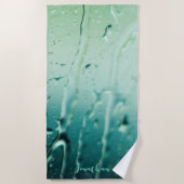 オーダーメイド パーソナライズ ブルー 雨滴 バチェロレッテ ビーチタオル (正面)