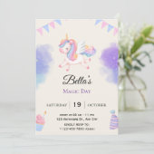 オーダーメイド パープルユニコーン 誕生日招待状 招待状 (スタンド正面)