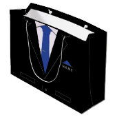 オーダーメイド ビジネス ブラック スーツ ネクタイ ギフト バッグ ラージペーパーバッグ (裏面アングル)