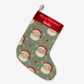 オーダーメイド ビンテージ サンタクロース スモールクリスマスストッキング (正面 (吊り時))