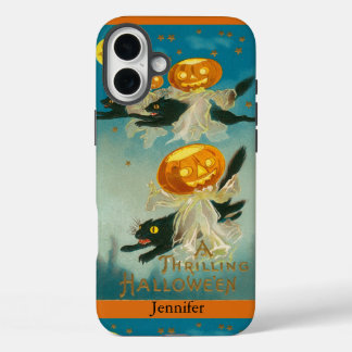 オーダーメイド ビンテージ 猫 ハロウィン スマホケース iPhone 16 PLUSケース