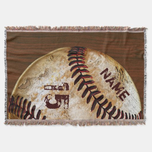 オーダーメイド ビンテージ 野球 ブランケット 名前 番号 (正面)