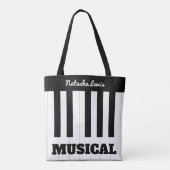 オーダーメイド ピアノ鍵盤 音楽 楽器 トートバッグ (裏面)