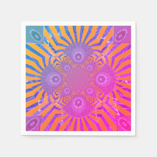 オーダーメイド ピンクとパープルのかわいいモチーフ ナプキン スタンダードカクテルナプキン (正面)