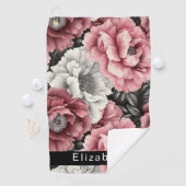 オーダーメイド ピンクと白の芍薬 ゴルフタオル (インサイチュ)