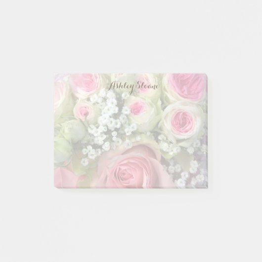 オーダーメイド ピンクのバラの花束 付箋 (正面)