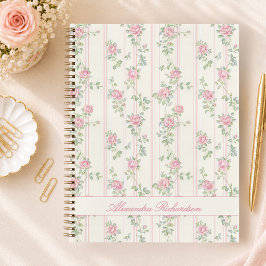 オーダーメイド ピンクのバラの花 フローラル スパイラルノート ノートブック