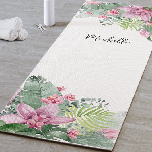オーダーメイド ピンクの花の名前 ヨガマット