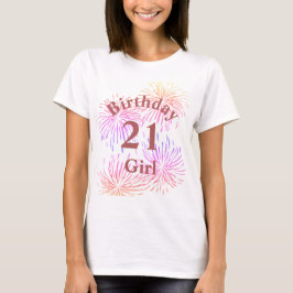 オーダーメイド ピンクの花火 21歳の誕生日おめでとう女の子 Tシャツ