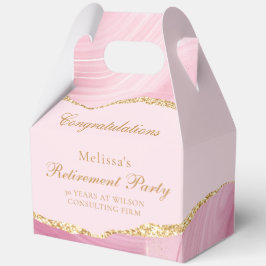 オーダーメイド ピンクゴールド色の退職お祝いパーティー フェイバーボックス