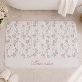 オーダーメイド ピンクバラ 花柄 バスマット