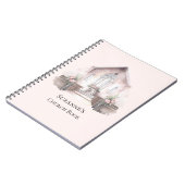 オーダーメイド ピンク水彩画教会 ギフトブック ノートブック (左側)