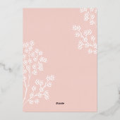 オーダーメイド ピンク エレガント フラワー ブルーミング パーティー 箔招待状 (裏面)
