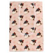 オーダーメイド ピンク デザート ビジネス ギフト バッグ ミディアムペーパーバッグ (裏面)