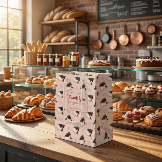 オーダーメイド ピンク デザート ビジネス ギフト バッグ ミディアムペーパーバッグ