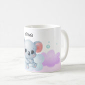 オーダーメイド ピンク&パープルのコアラ マグカップ – 名前入り (正面右)
