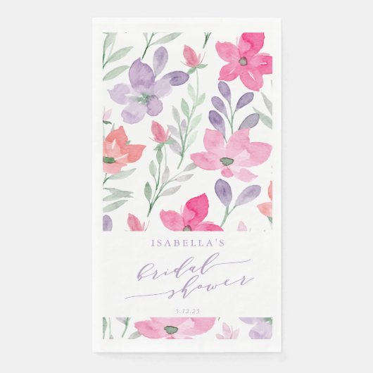 オーダーメイド ピンク パープル 水彩 花 ブライダル シャワー (正面)
