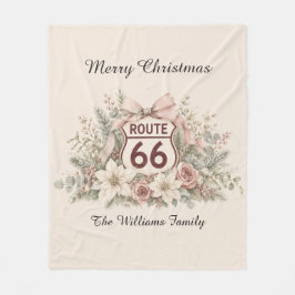 オーダーメイド ピンク ルート66 クリスマス ファミリー フリースブランケット