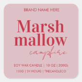 オーダーメイド ピンク & レッド キャンドル ラベル ステッカー (正面)