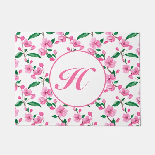 オーダーメイド ピンク 桜 花 ドアマット (正面)