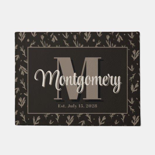 オーダーメイド ファミリー ネーム サイン 新婚夫婦へのギフトのアイデア モダン ドアマット (正面)