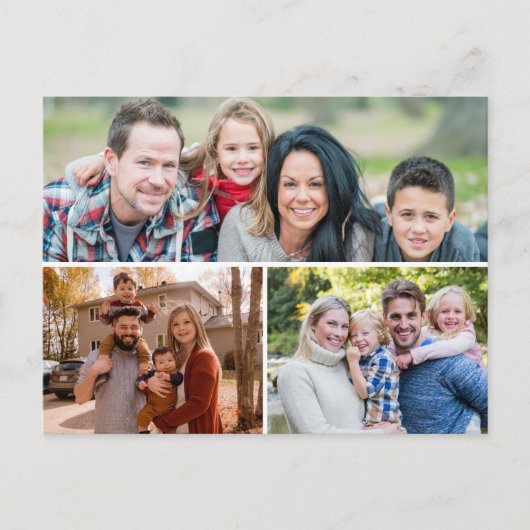 オーダーメイド ファミリー フォト コラージュ 3 ポストカード (正面)