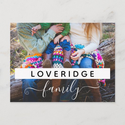 オーダーメイド ファミリー モノグラム 姓 カスタム フォト ポストカード (正面)