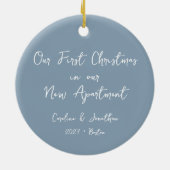 オーダーメイド ファーストクリスマス 新居 ブルー セラミックオーナメント (裏面)