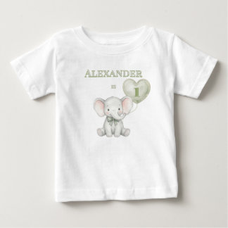 オーダーメイド ファーストバースデー エレファント ベビーTシャツ