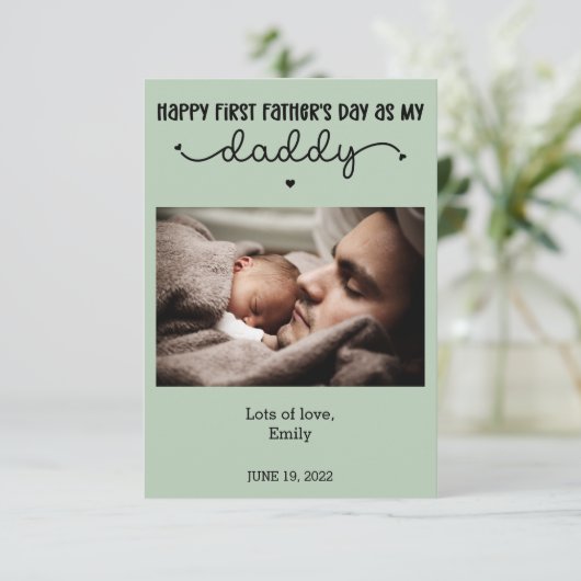 オーダーメイド ファースト ファーザーズデー かわいい ミニマル フォト カード (スタンド正面)