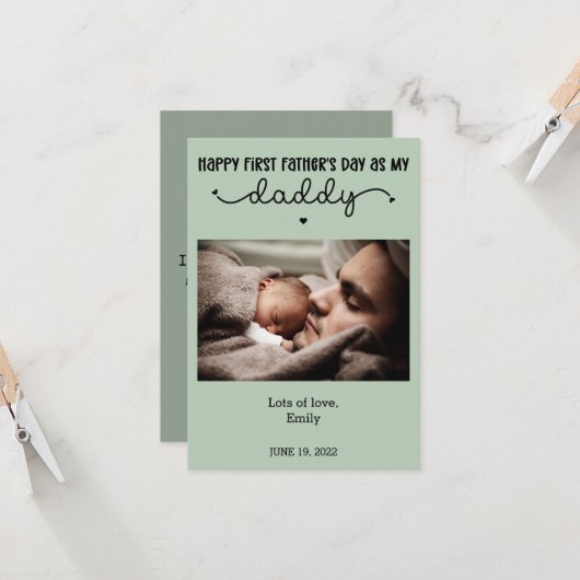 オーダーメイド ファースト ファーザーズデー かわいい ミニマル フォト カード (正面/裏面インサイチュ)