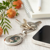 オーダーメイド フォト アート 名前 モノグラム 引用 楕円形 メタル キーホルダー (側面)