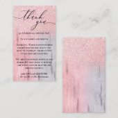 オーダーメイド フォト ウッド グリッツ スパークル ピンク サンクス エンクロージャーカード (正面/裏面)