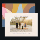 オーダーメイド フォト カラフル ユニーク アブストラクト ハッピー シーズンカード<br><div class="desc">お気に入りの写真と美しいカラフルな抽象的なデザインが裏面に施されたこれらの美しいカードで、友達や家族にハッピーホリデーを願おう。</div>