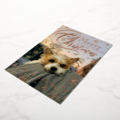 オーダーメイド フォト スノーフレーク タイポグラフィー クリスマス 箔シーズンカード (回転した状態)