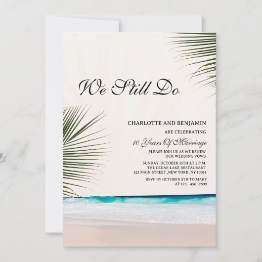 オーダーメイド フォト ビーチ テーマ 誓いの更新 招待状 (正面)