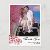 オーダーメイド フォト ピンク さくら ウェディング サンクス ポストカード (正面)