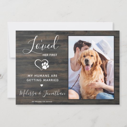 オーダーメイド フォト ペット ドッグ ルースティック カントリー ウェディング 招待状 (正面)