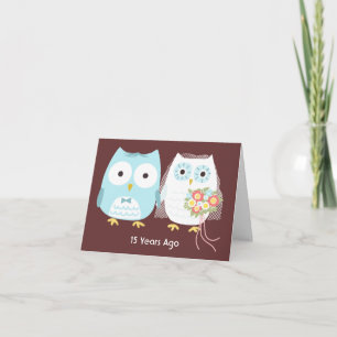 オーダーメイド フクロウのカップル 結婚記念日おめでとう カード