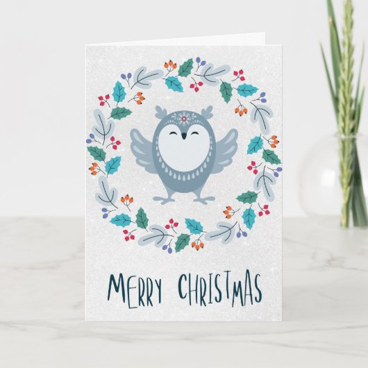 オーダーメイド フクロウのクリスマスカード カード (正面)