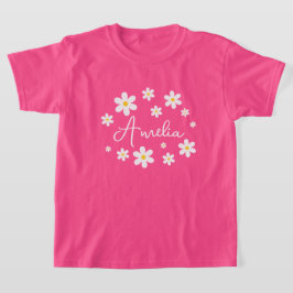 オーダーメイド フラワーデイジー ピンクTシャツ 女の子 Tシャツ