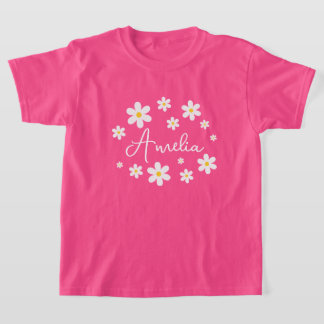 オーダーメイド フラワーデイジー ピンクTシャツ 女の子 Tシャツ