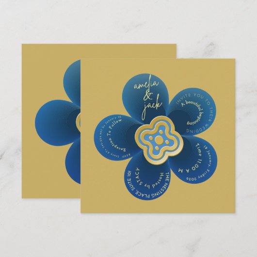 オーダーメイド フラワー ダイカット ユニーク 結婚発表 招待状 (正面/裏面)