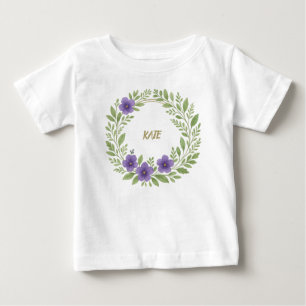 オーダーメイド フラワー リース - 名前入り ベビーTシャツ